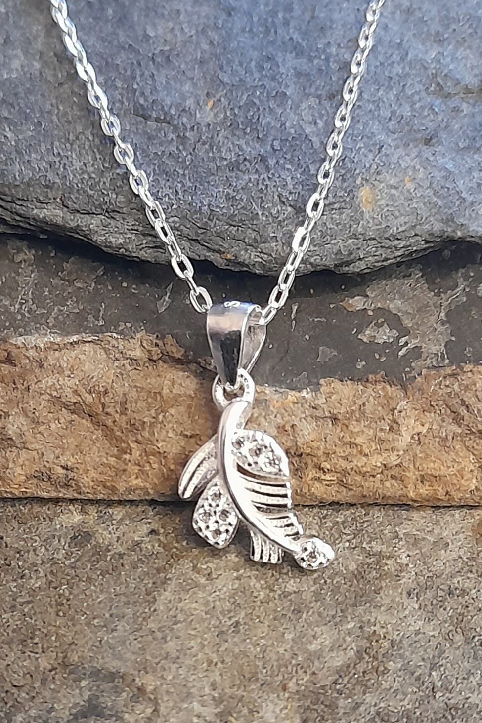 SP494BC - CZ LEAF PENDANT 10MM