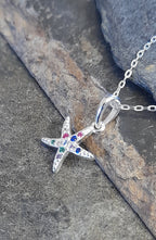 SP496BC - MULTI CZ STARFISH PENDANT 11MM