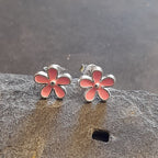 SS783B - Pink Enamel Flower s/plate stud 8mm