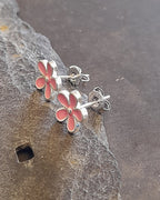 SS783B - Pink Enamel Flower s/plate stud 8mm