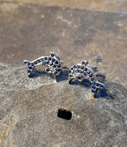SS792B - Blue cz Dolphin s/plate stud 12mm