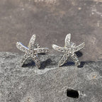 SS797B - STARFISH  CZ STUD S/PLATE 12MM