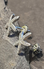 SS797B - STARFISH  CZ STUD S/PLATE 12MM