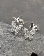 SS816B - BUTTERFLY SILVER PLATE STUD 9X12MM