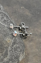 SS844B - IRIDESCENT 3MM CZ S/PLATE STUD