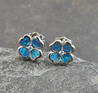 SS852B - 7MM CLOVER/CZ S/PLATE SYN OPAL STUD