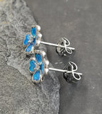 SS852B - 7MM CLOVER/CZ S/PLATE SYN OPAL STUD