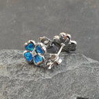 SS852B - 7MM CLOVER/CZ S/PLATE SYN OPAL STUD
