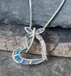 SP526BC -  22MM HEART CZ D/FLY SYN OPAL S/PLATE PD
