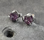 SS853B - 9MM HEART PURPLE CZ SILVER PLATE STUD