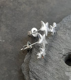 SS855B - 12MM 3 STAR MATT SILVER PLATE STUD