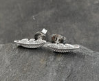 SS857B - 12MM FEATHER SILVER PLATE STUD