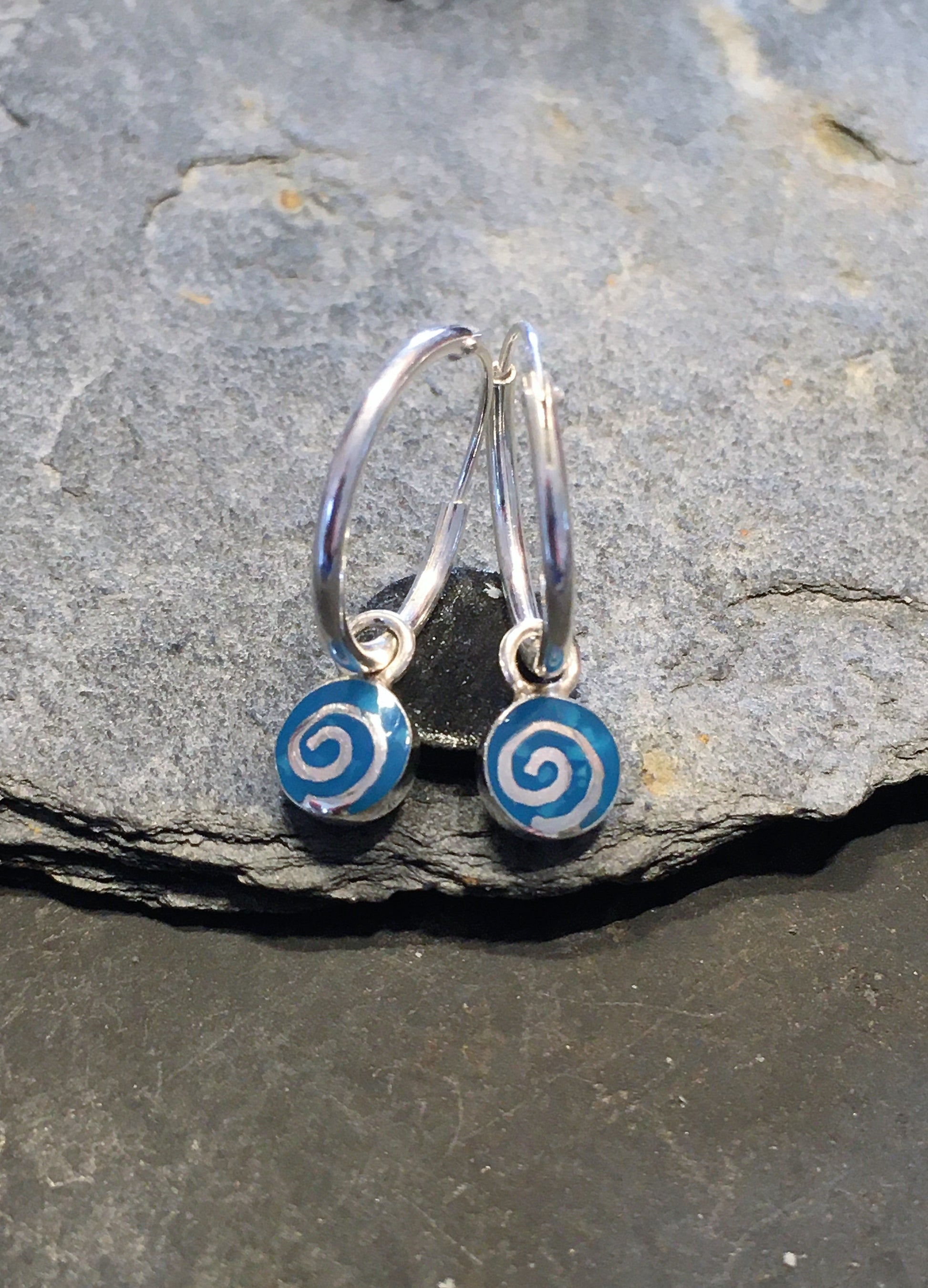 1.2 X 14mm Hoop With Blue Round Charm
