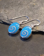 Oval Blue Swirl Earring 15mm X 20mm