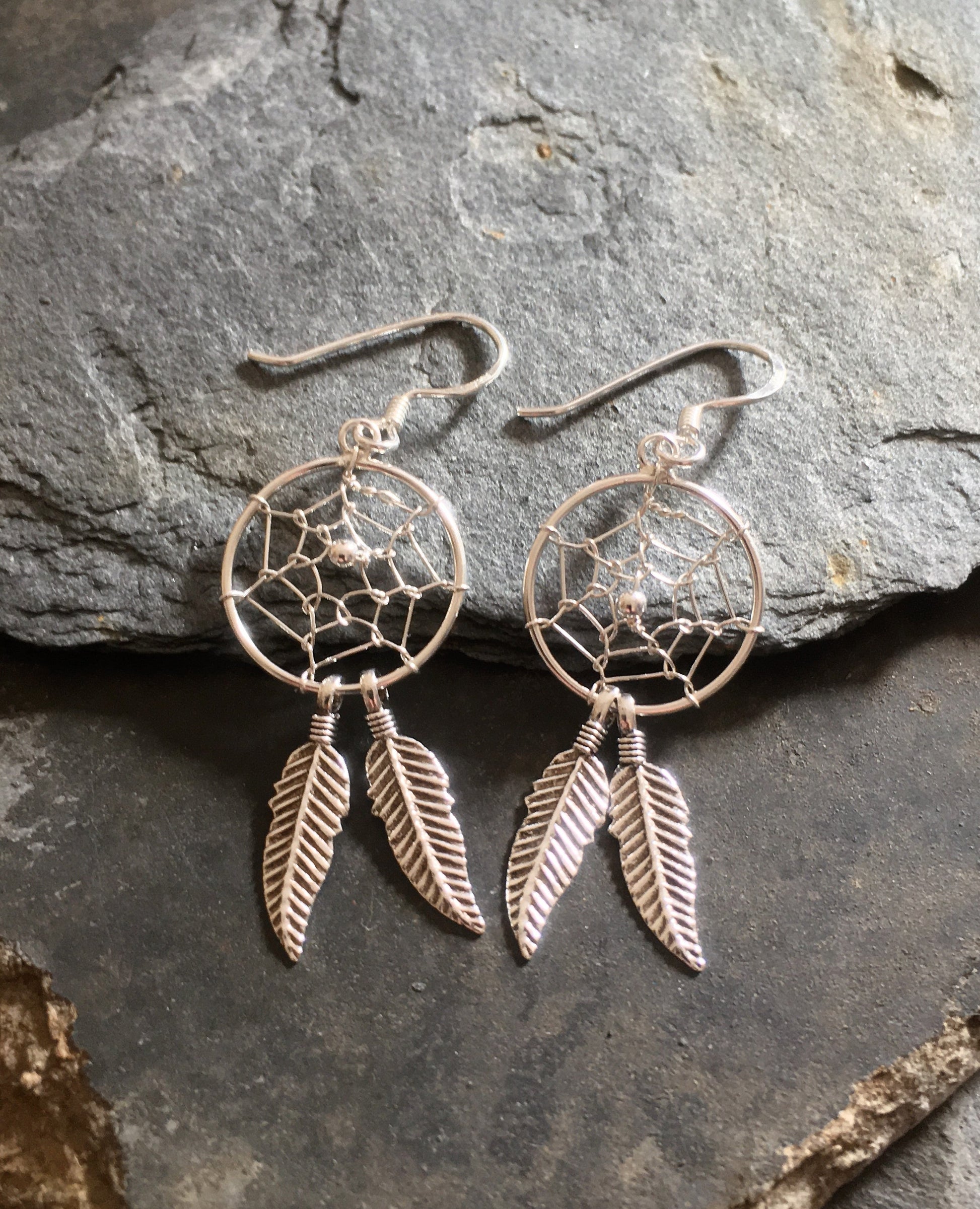 Dreamcatcher Earrings 15mm Silver Ball.