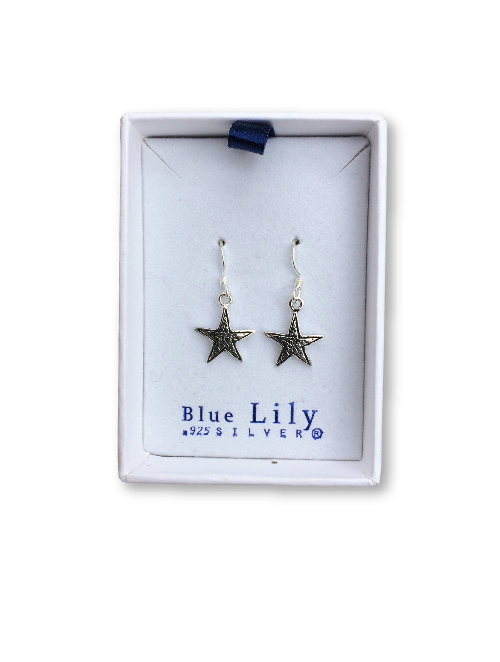 Silver Star Drop Earrings