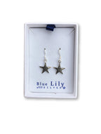Silver Star Drop Earrings
