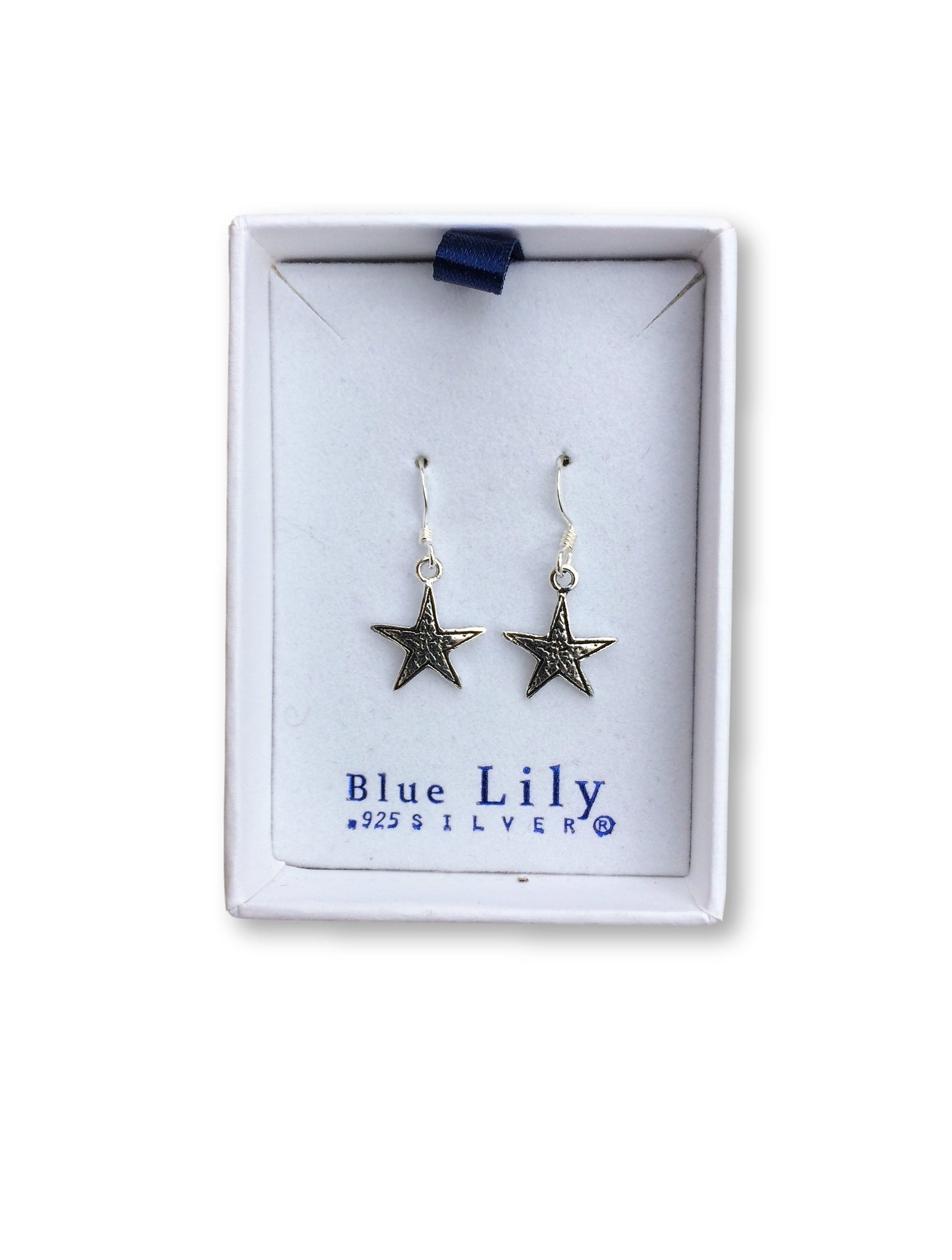Silver Star Drop Earrings