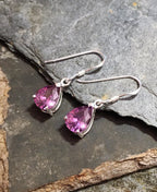 Purple Cubic Zirconia Tear Drop Earring 9X7mm