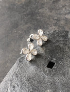 4 Petal Cubic Zirconia Flower Stud 10mm Dia