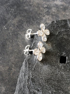 4 Petal Cubic Zirconia Flower Stud 10mm Dia