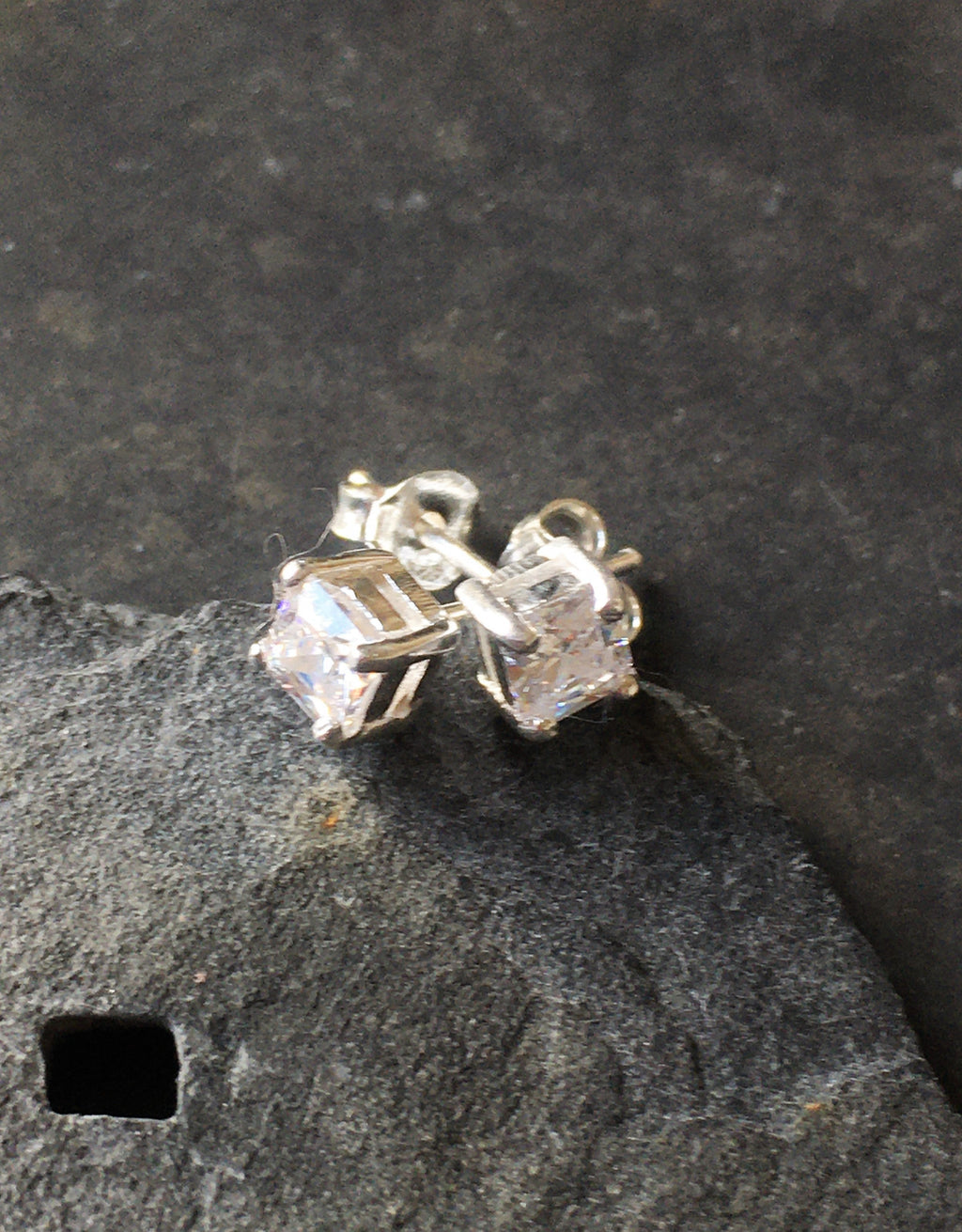 5mm Square Cubic Zirconia Stud