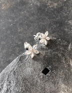 5 Petal Cubic Zirconia Flower Stud 10mm Dia