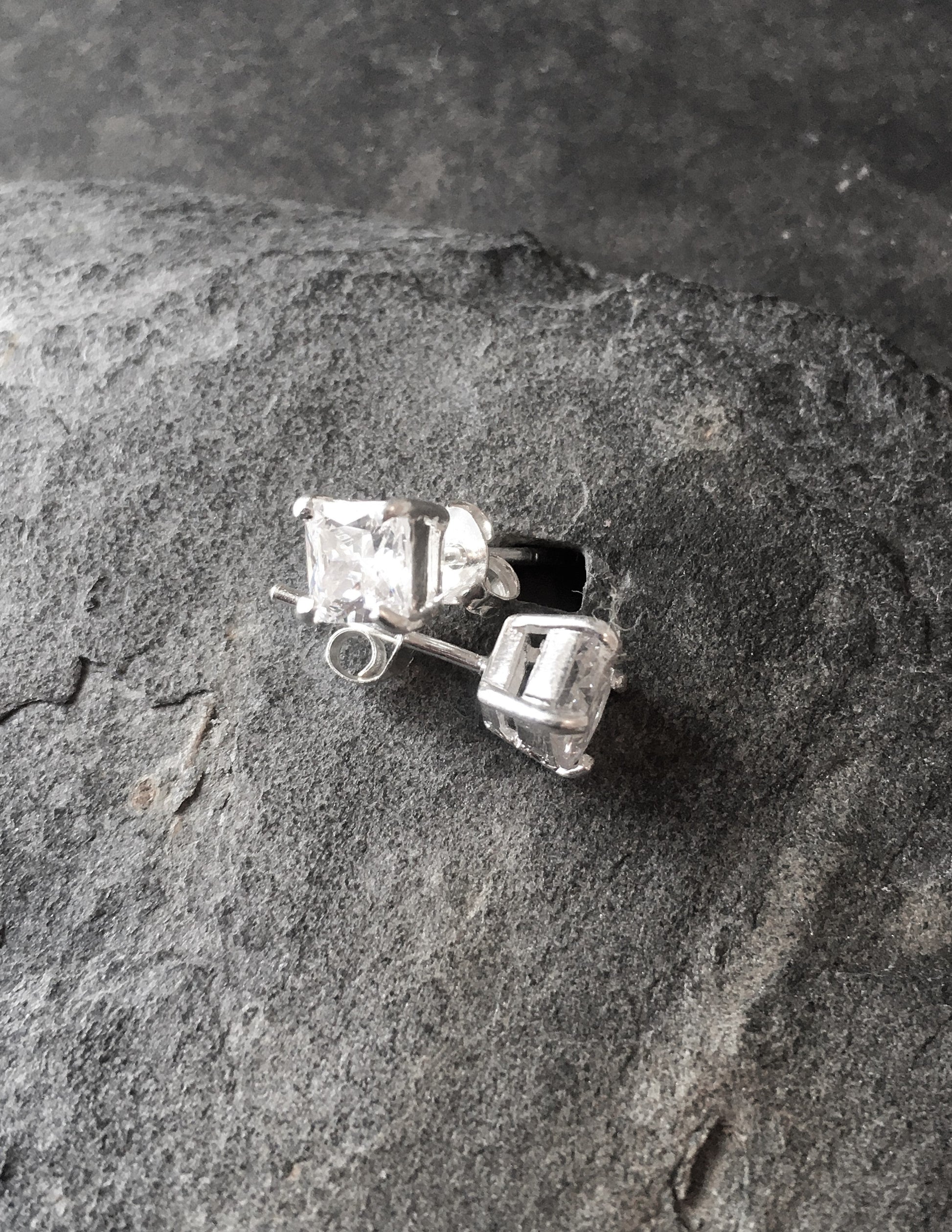 4mm Square Cubic Zirconia Stud