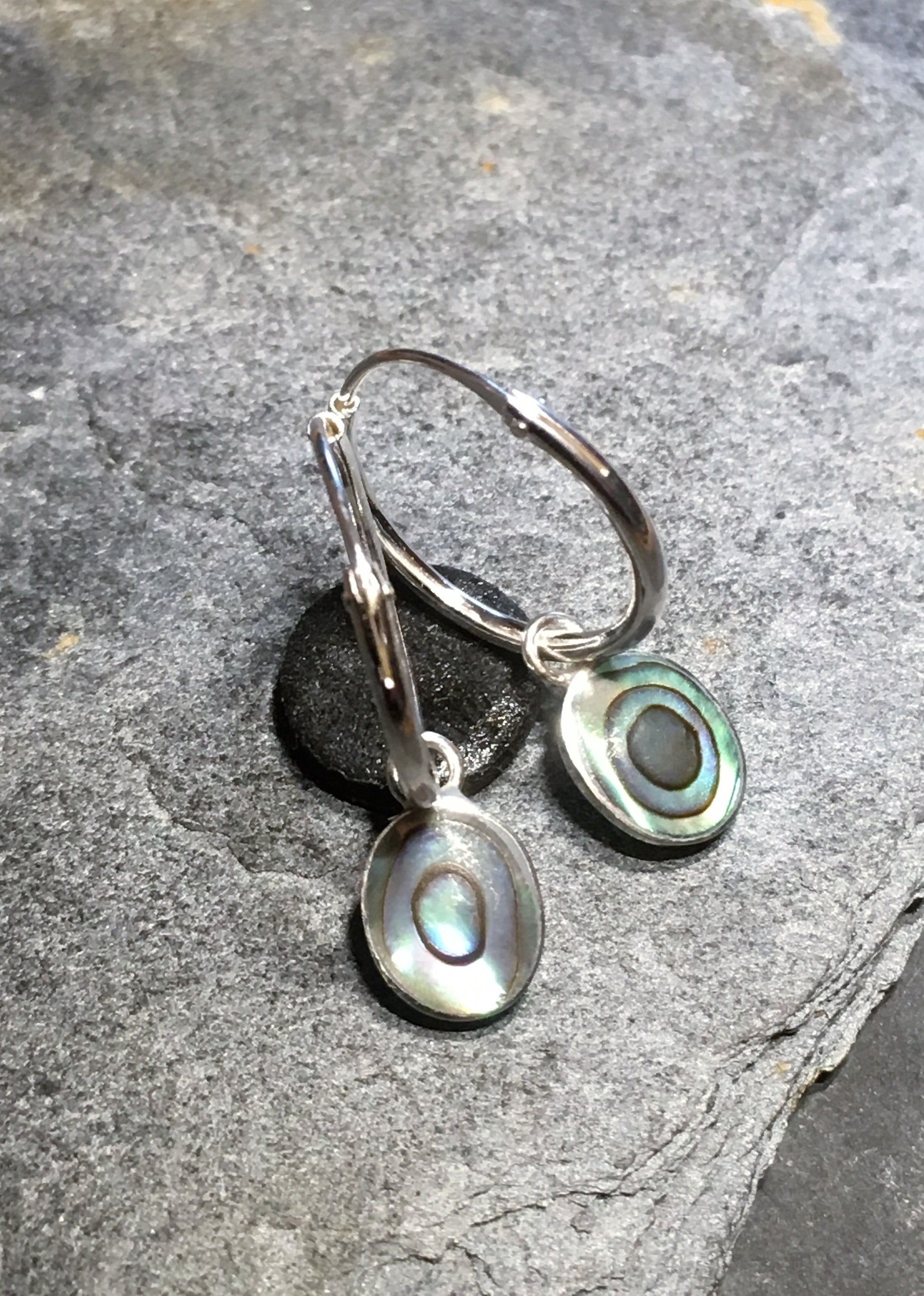 1.2 X 14mm Hoop With Abalone Oval Charm