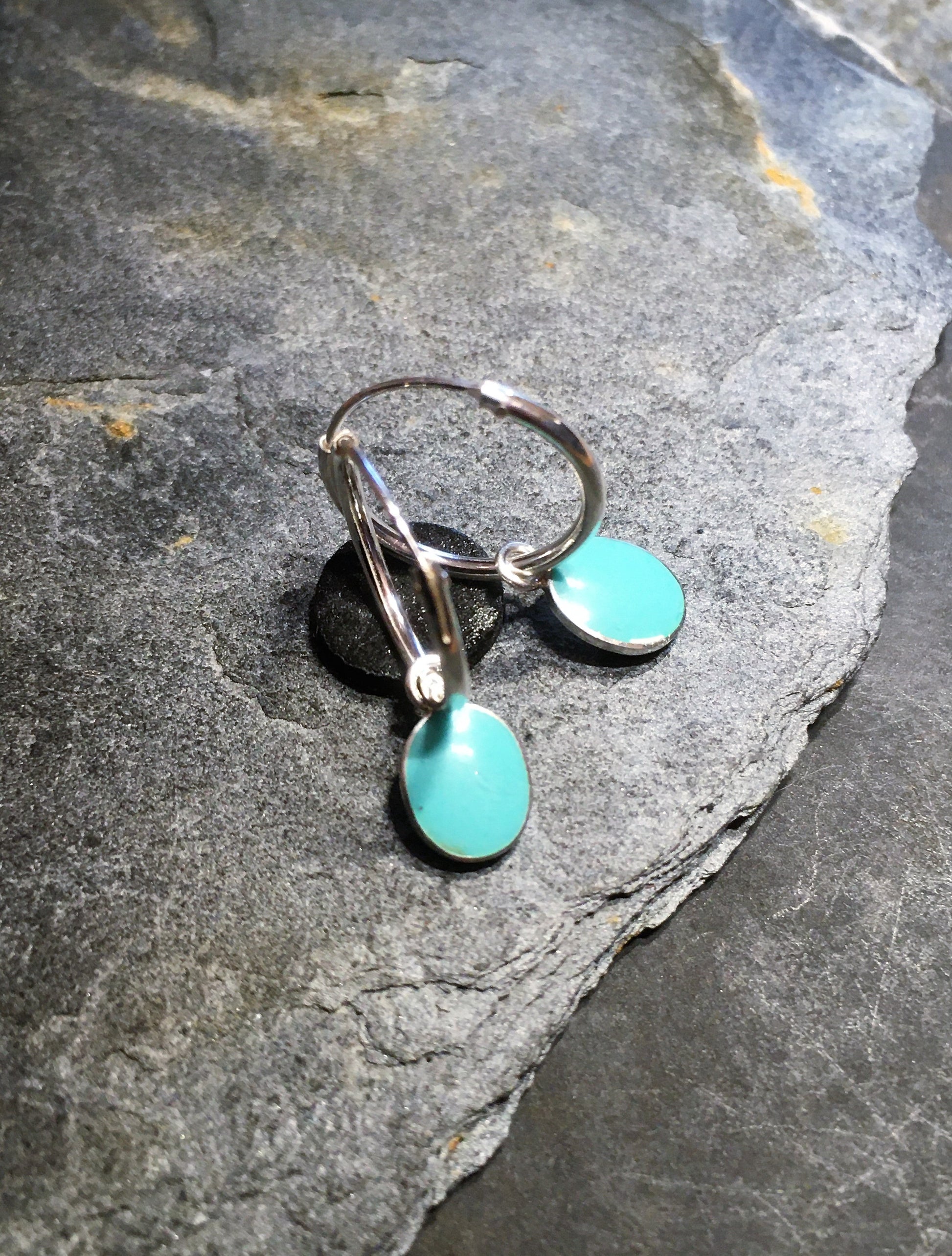1.2 X 14mm Hoop With Green Oval Charm