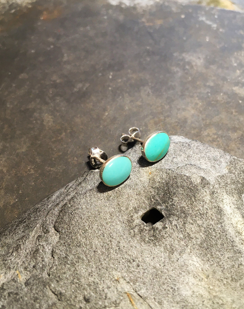 Green Oval Stud 7mm X 6mm