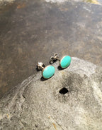 Green Oval Stud 7mm X 6mm