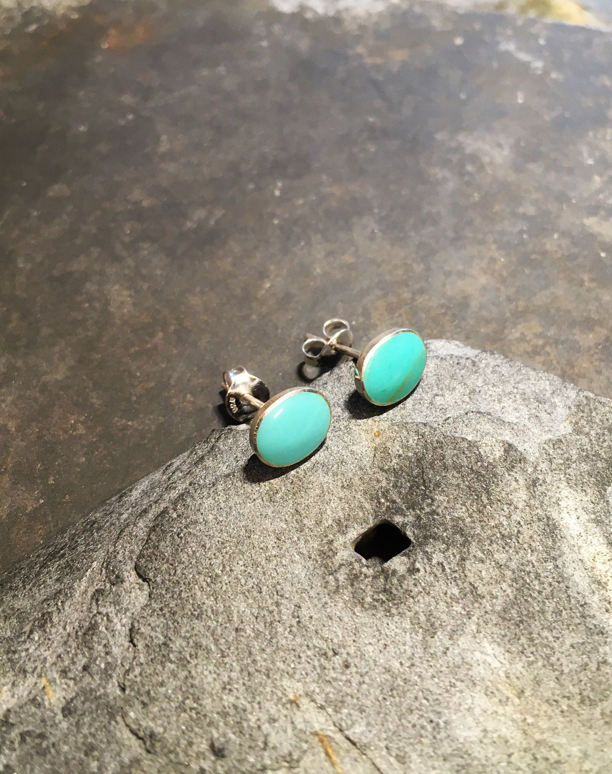 Green Oval Stud 7mm X 6mm
