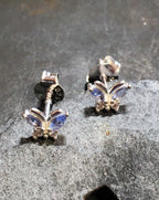 Blue/Clear Cubic Zirconia Butterfly 6mm