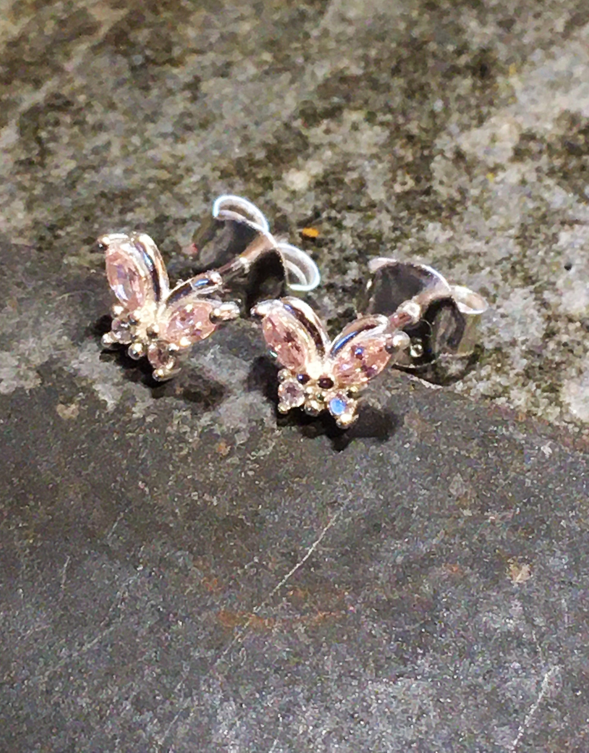 Pink Cubic Zirconia Butterfly 6mm