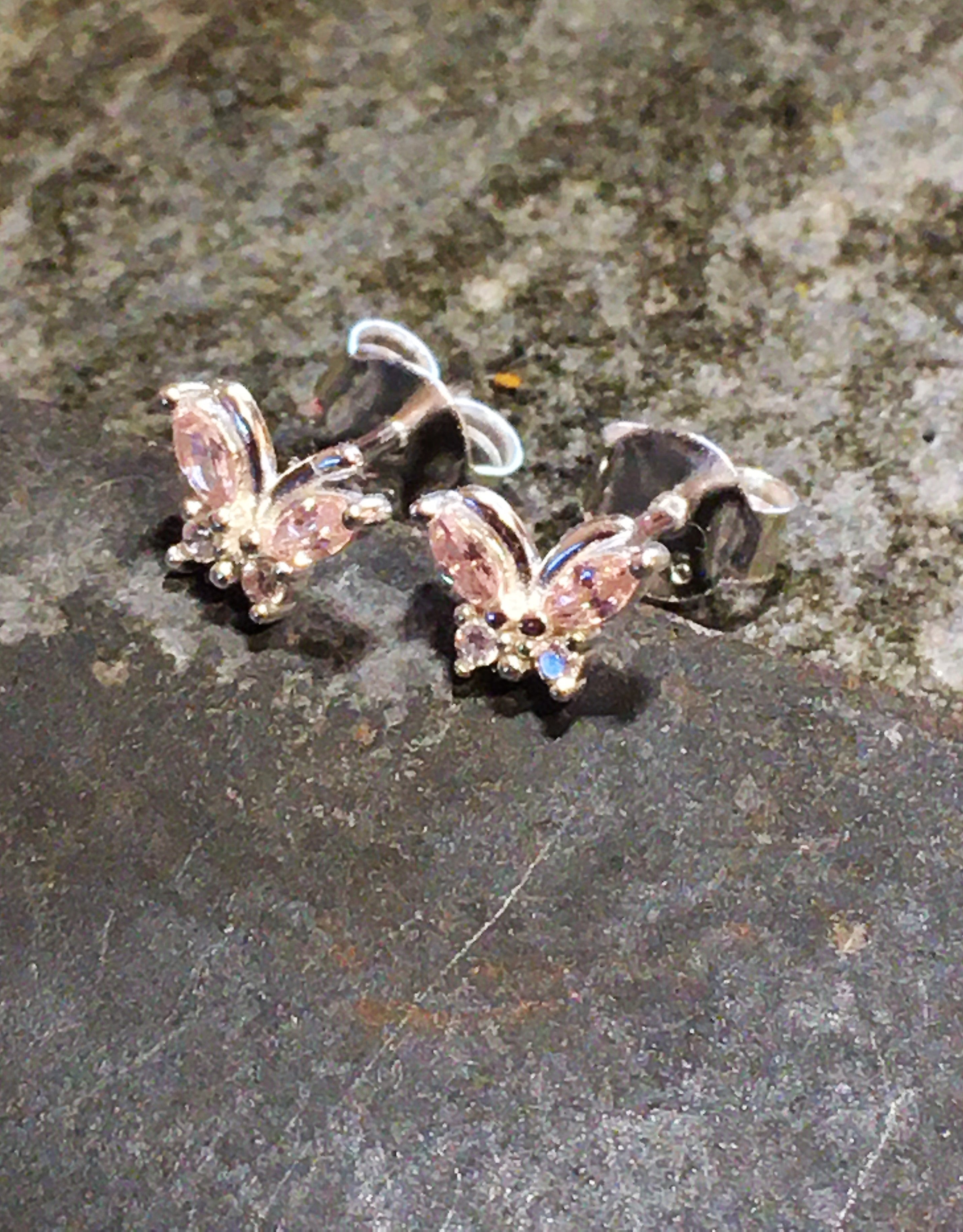 Pink Cubic Zirconia Butterfly 6mm