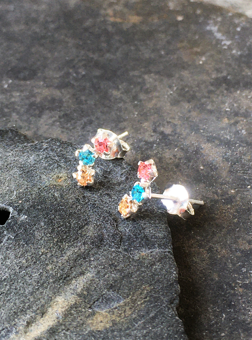 3 Star Multi 3mm Cubic Zirconia Stud