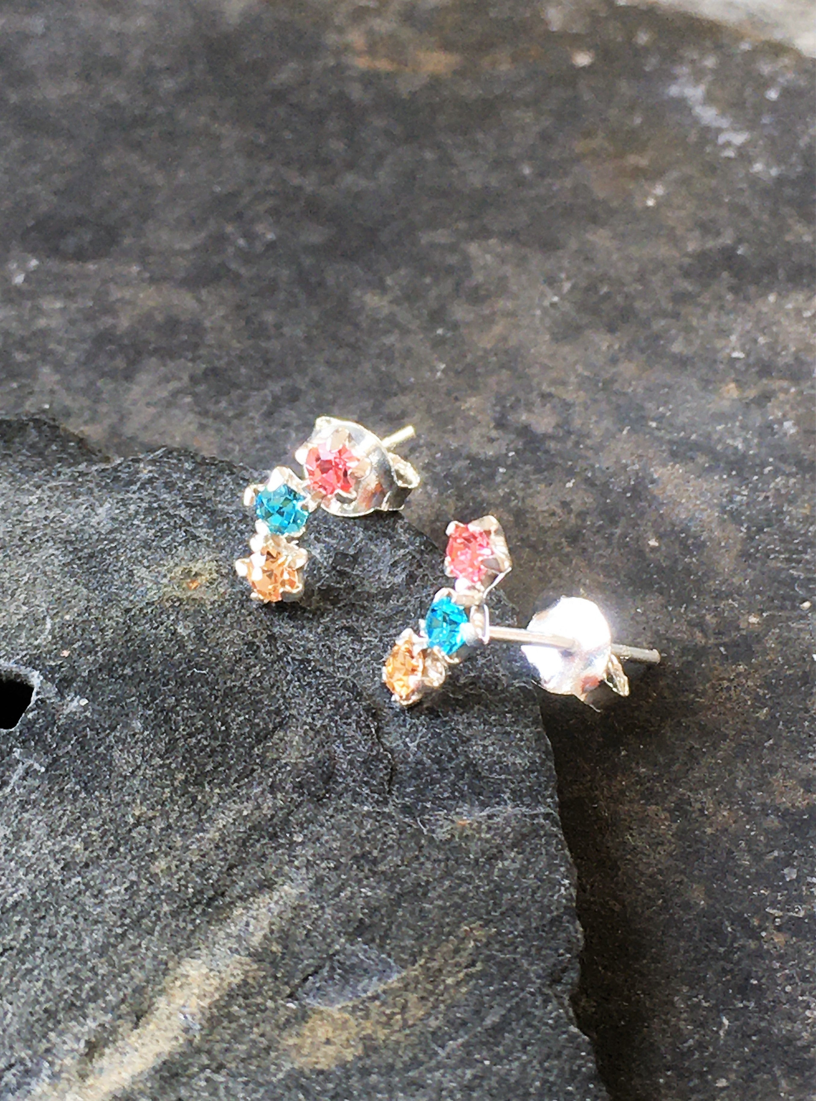 3 Star Multi 3mm Cubic Zirconia Stud