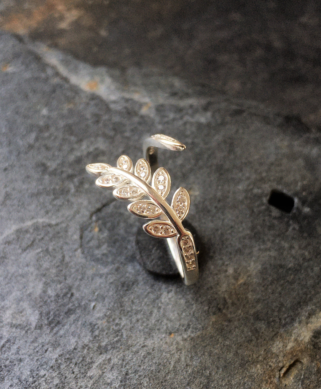 Cubic Zirconia Leaf Ring One Size