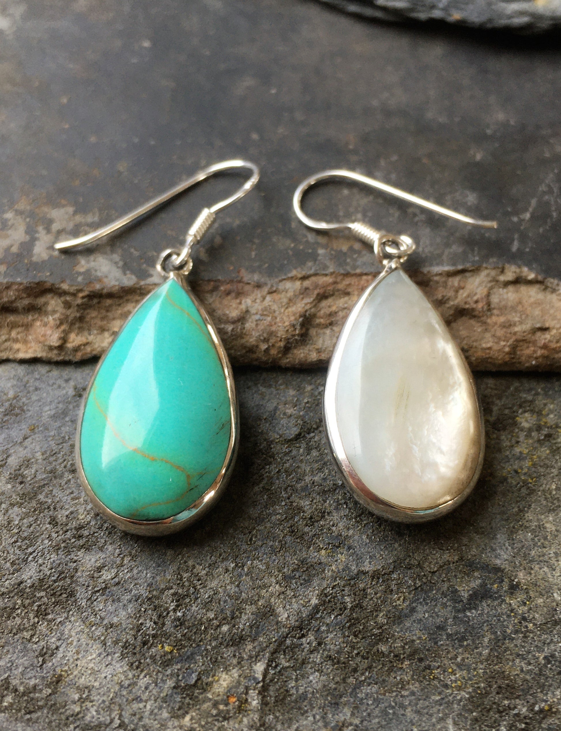 25mm Recon Tq/Mother of Pearl Teardrop Earring