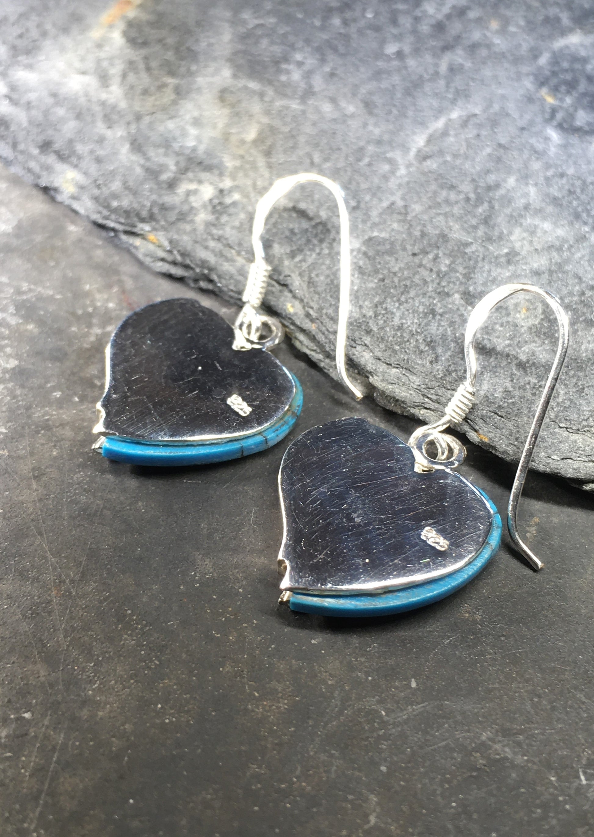 Blue Heart & Silver Swirl Earring