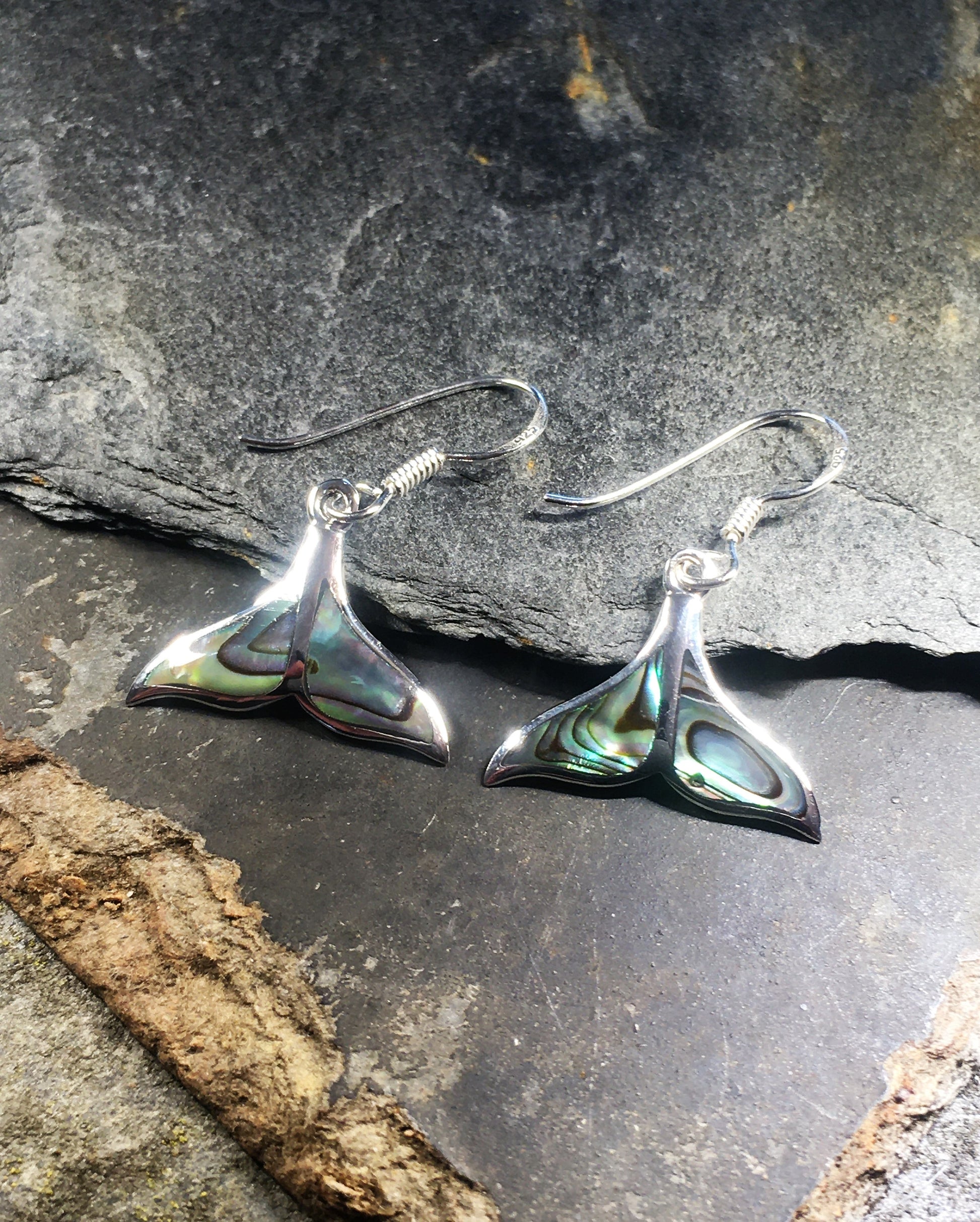 Abalone Whale Tail Earring