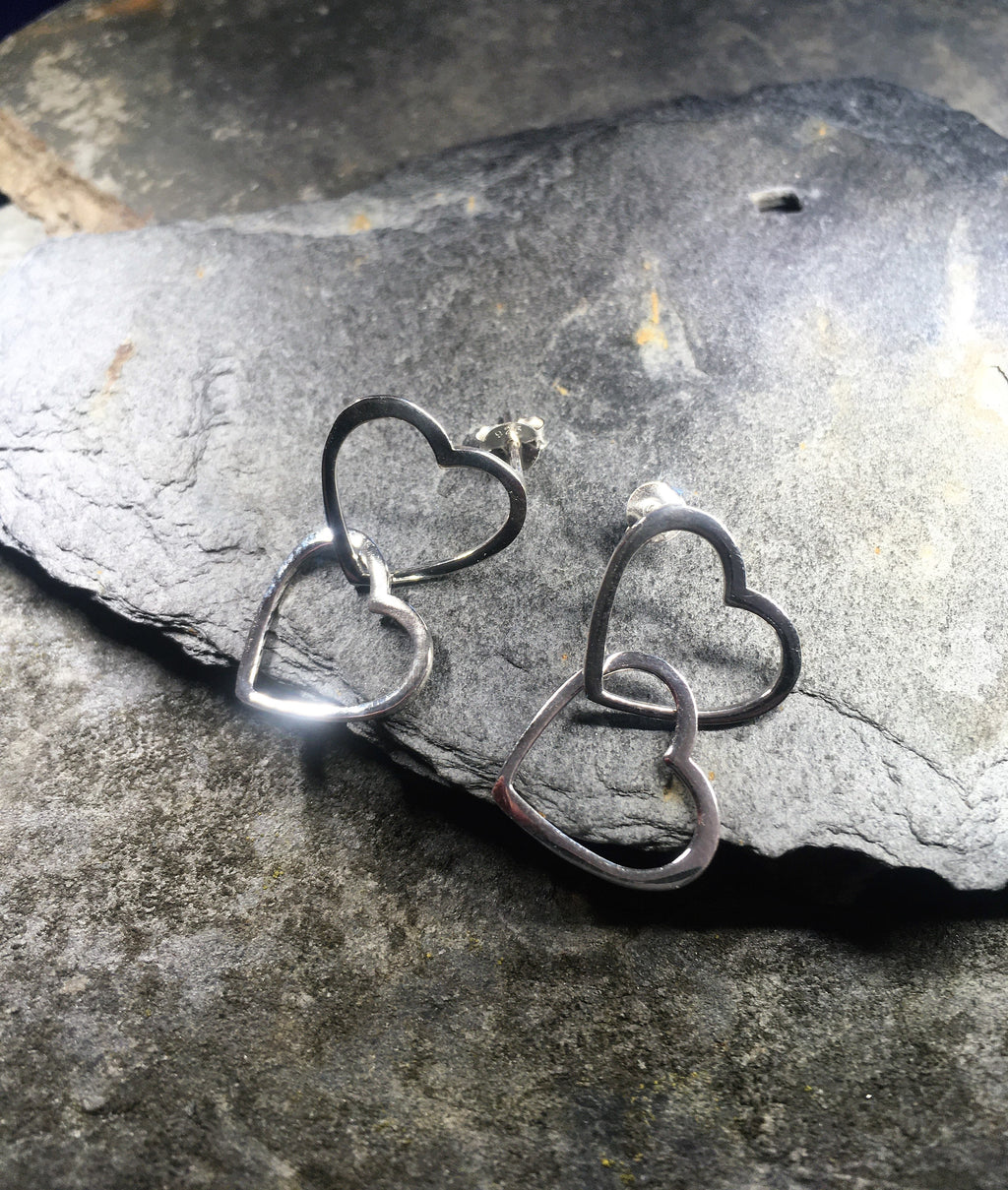 Linked Heart Stud Earring