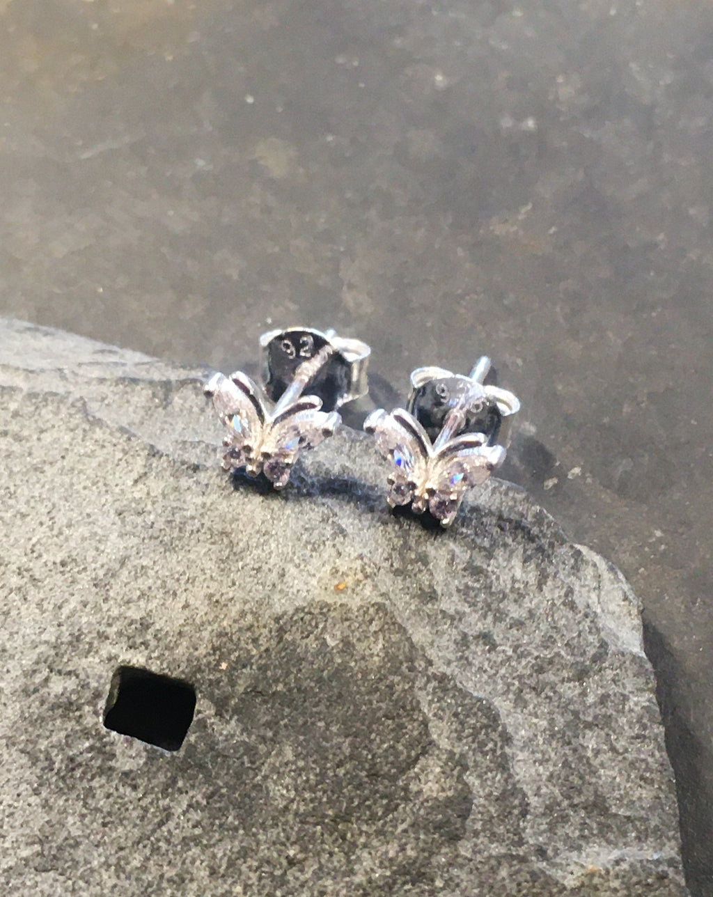 Clear Cubic Zirconia Butterfly Stud 6 X mm