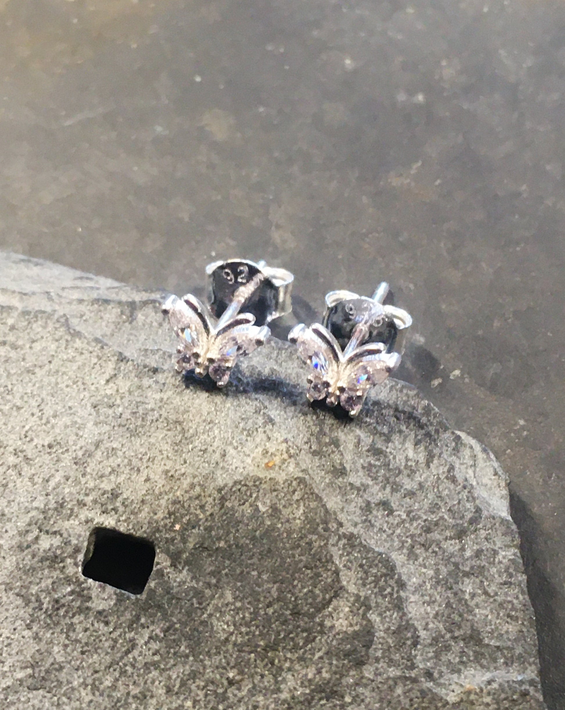 Clear Cubic Zirconia Butterfly Stud 6 X mm