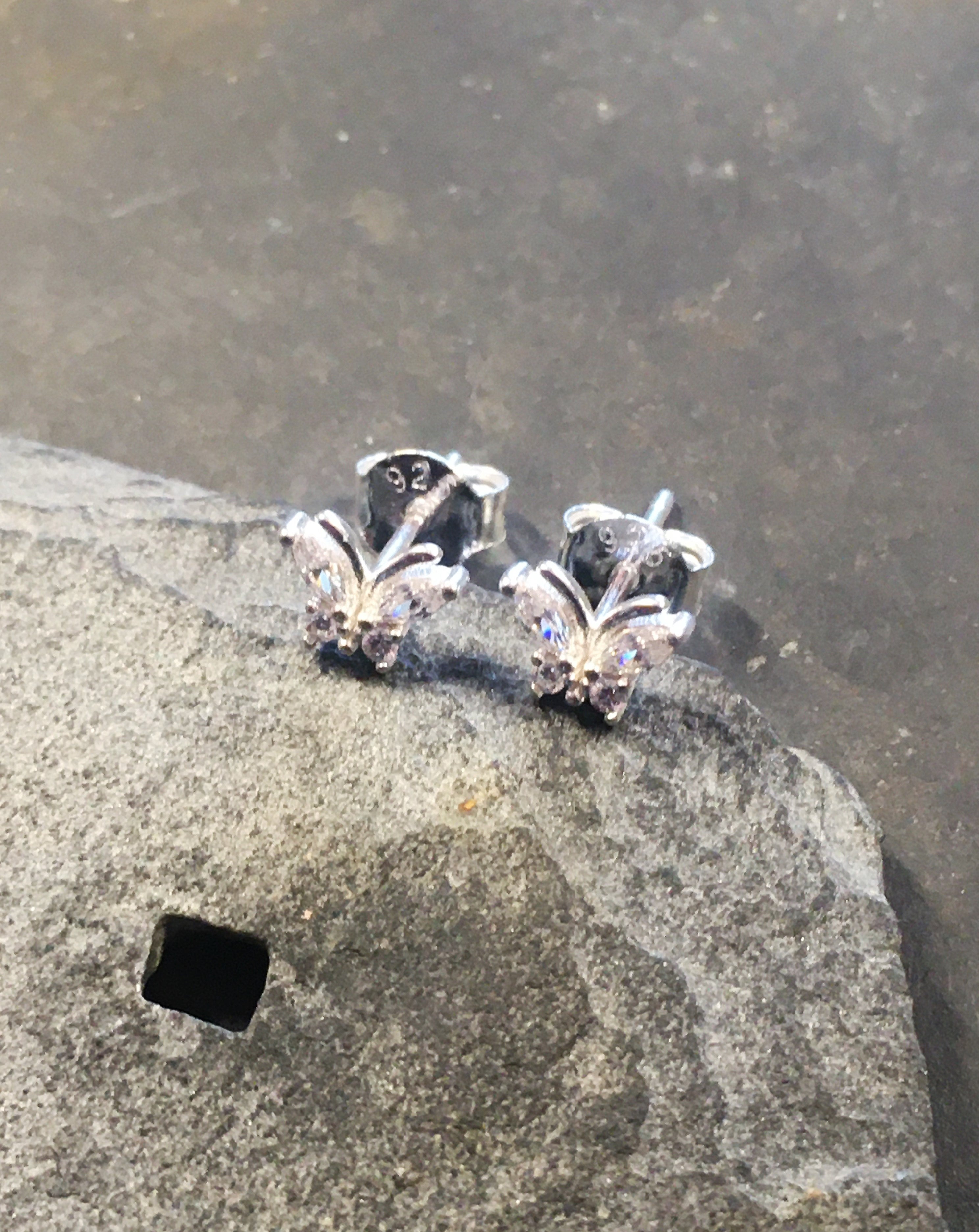Clear Cubic Zirconia Butterfly Stud 6 X mm