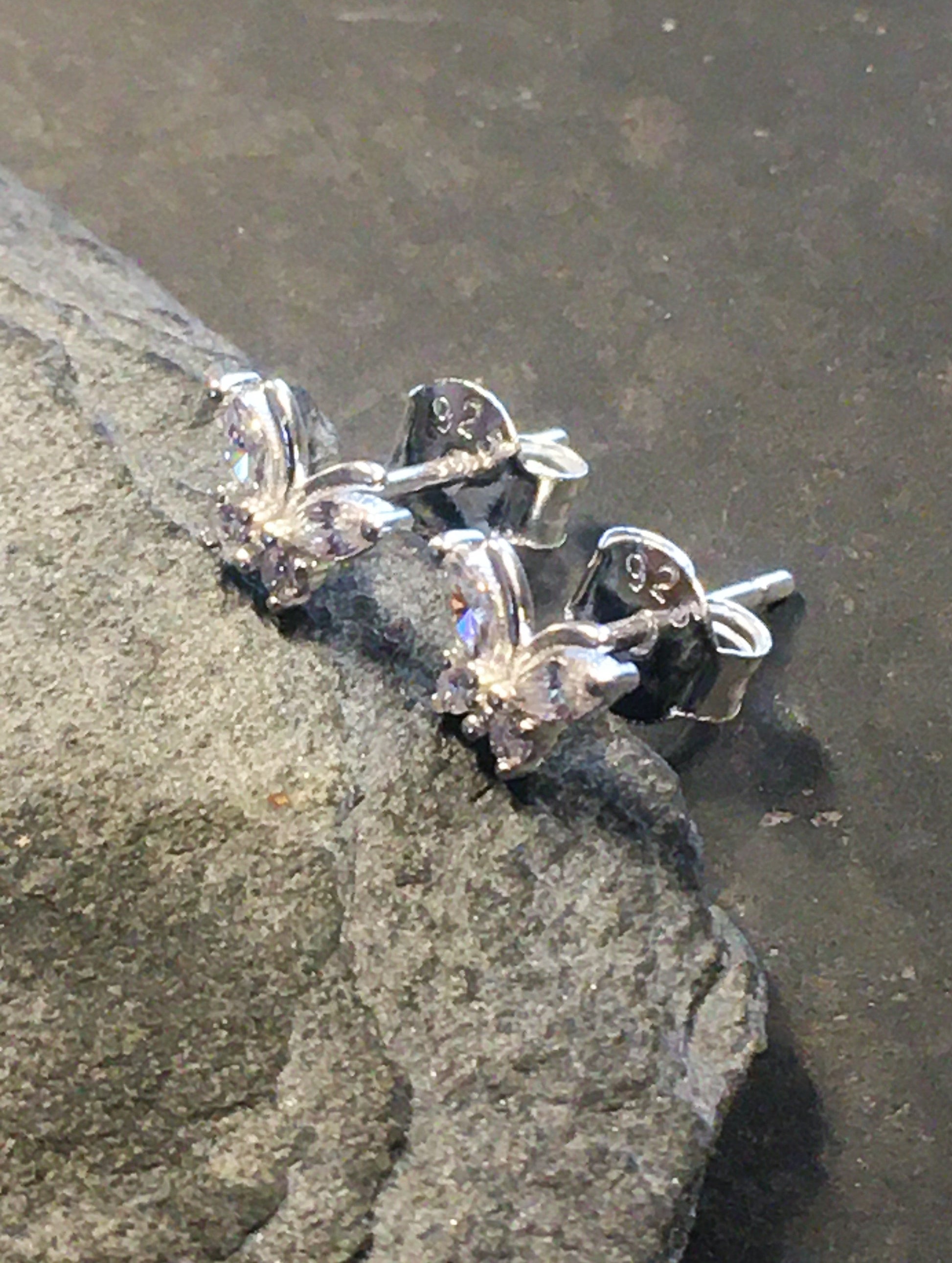 Clear Cubic Zirconia Butterfly Stud 6 X mm