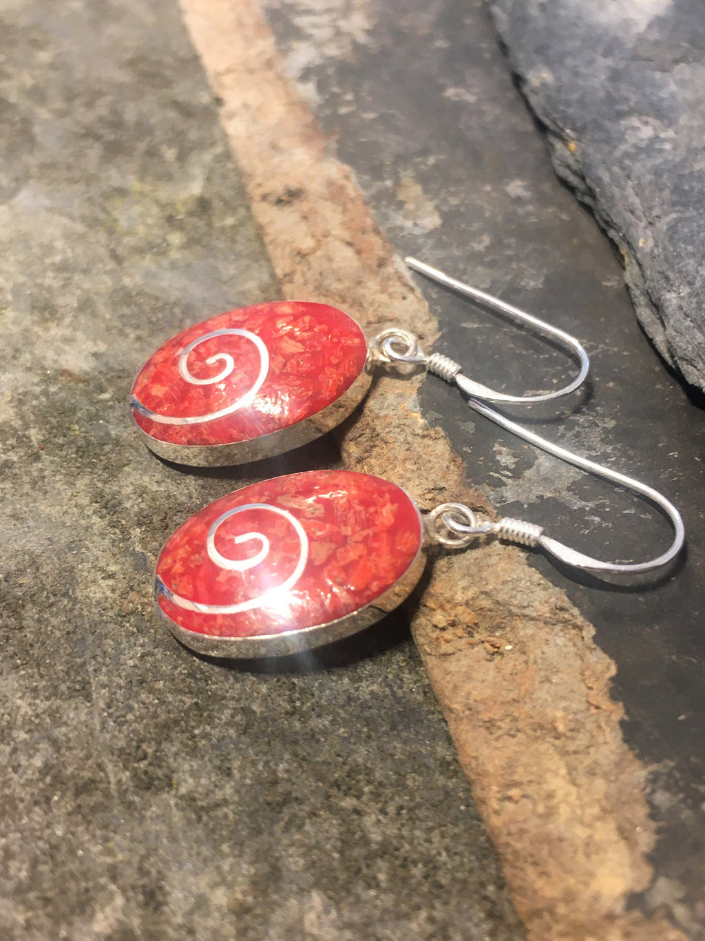 Red Swirl Earring Approx 20mm Drop