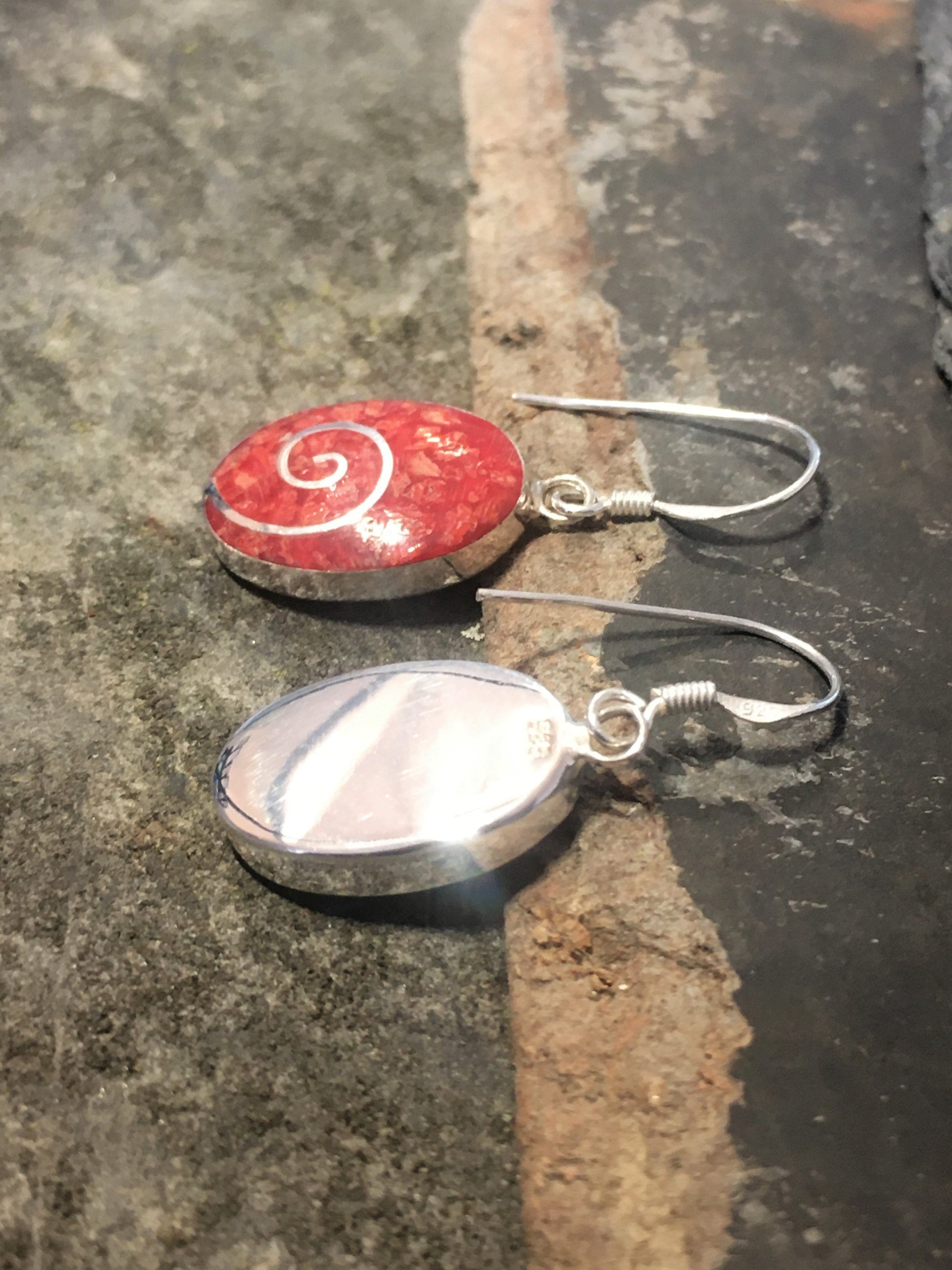 Red Swirl Earring Approx 20mm Drop