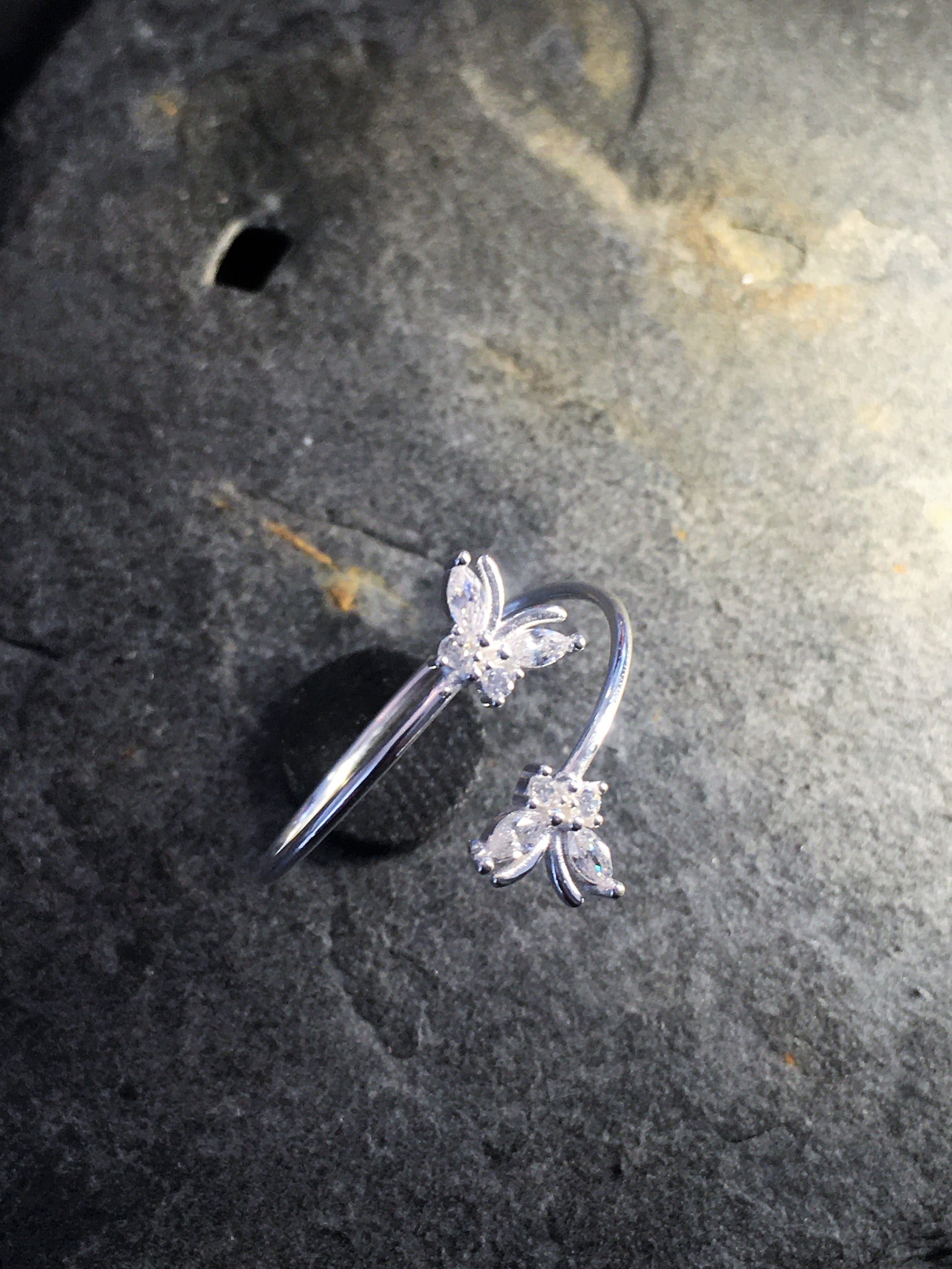 Cubic Zirconia Clear Butterfly Ring